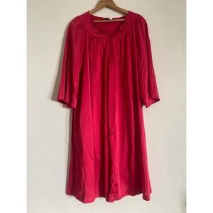 Vintage ShadowLine Red Button Up Robe